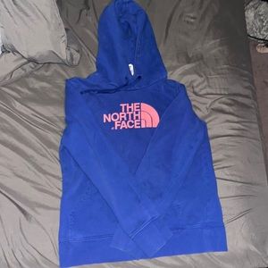 Blue and Pink North Face Sweatshirt